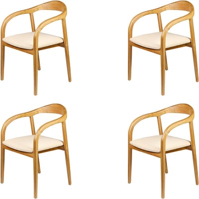 Gestoffeerde stoel - eetstoel eetkamerstoel – eetkamer stoelen voor eettafel - hout beige