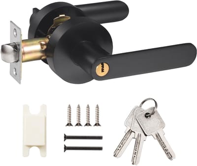 Dailygoods- Deurklinkset met Slot - Deurslot Binnendeur - Verstelbare Grendel 60/70 mm - Aluminiumlegering - Zwart - Betrouwbare Veiligheid
