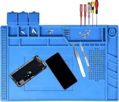 Anti-Static Soldering Mat 45 x 30 cm met Schaal en Schroefpositie voor Reparatie van Elektronische Componenten en Circuitborden, Ideaal voor Hobbyisten en Technici