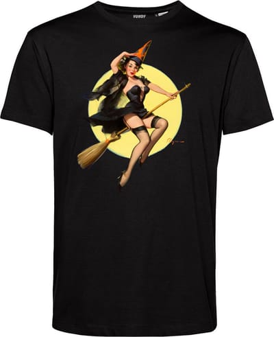T-shirt Heks PinUp | Halloween Kostuum Volwassenen | Halloween | Foute Party | Zwart | maat XS