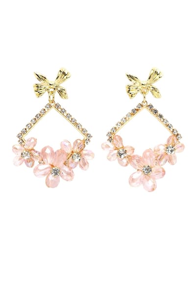 AVANT-GARDE PARIS Geometric Floral Drop Earrings - Goud 5.1cm X 3.1cm - 1 stuk - Goudgeplated met post en back sluiting