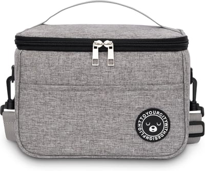 Famanu - Geïsoleerde lunchtas 6,4L, koeltas, Bento-lunchtas met schouderbanden, werklunchtas opvouwbaar, thermische lunchtas voor werk, reizen, kantoor, picknick (Grijs, 6.4L)