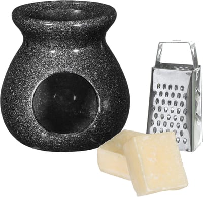 Ideas4seasons Amberblokjes/geurblokjes cadeauset - cashmere - inclusief geurbrander en mini rasp