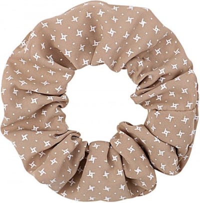Haarsoires Haarelastiek Scrunchie – Sterrenprint – Wit Bruin - Haarkrinkel - Haar Elastiek met Stof - Zacht & Haarvriendelijk