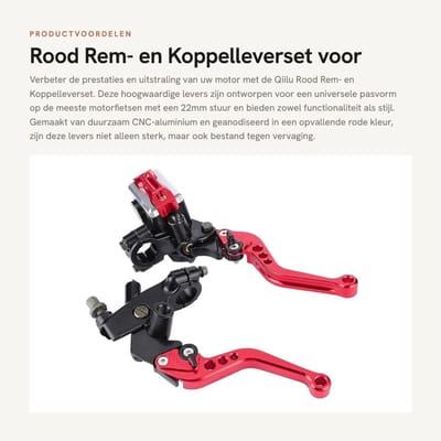 Dailygoods- Remhendel Set - Universele Remhendel - CNC Aluminium - 22mm - Antislip - Schokbestendig - Eenvoudige Installatie - Motorcycle Levers