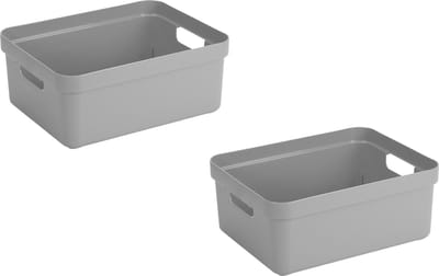 Sunware Opbergbox Sigma - 2x - kunststof - lichtgrijs - 24 liter - Opbergbakken/opbergers - 45 x 35 x 18 cm