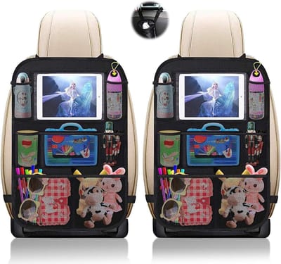 Famanu - Warxin Rugleuningbeschermer, 2 Stuks Auto Organizer, grote zakken, 600D Oxford-stof, waterdicht, met 10 inch iPad/tablettas, kick-mat-bescherming voor autostoel