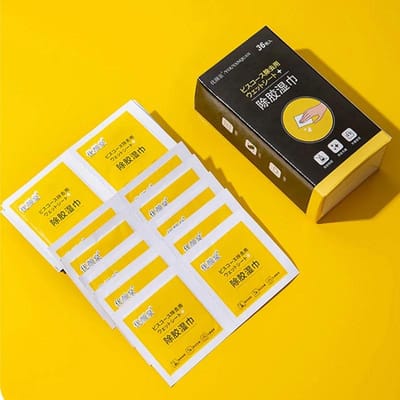 Ontgomdoekjes Olie- en lijmverwijderaar Reinigingsdoek Autokleverige alcoholreinigingstabletten Verwijdert resterende lijmvlekken 36 Pieces(1BOX) wit