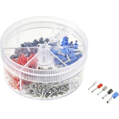 TRU COMPONENTS TC-11599328 Assortiment adereindhulzen 0.5 mm², 0.75 mm², 1 mm², 1.5 mm², 2.5 mm² Deels geïsoleerd Wit, Grijs, Rood, Zwart, Blauw 400