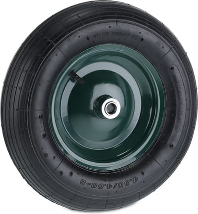kruiwagenwiel - 4.80/4.00-8 - met luchtband - stalen velg - 39 cm - zwart-groen