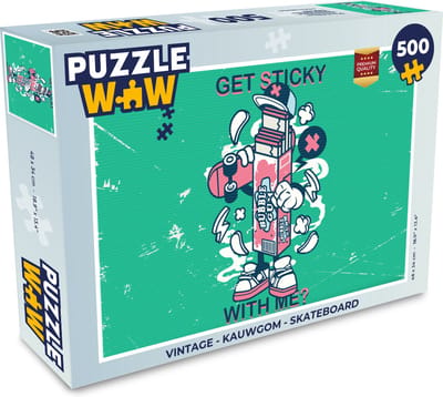 Puzzel Vintage - Kauwgom - Skateboard - Legpuzzel - Puzzel 500 stukjes