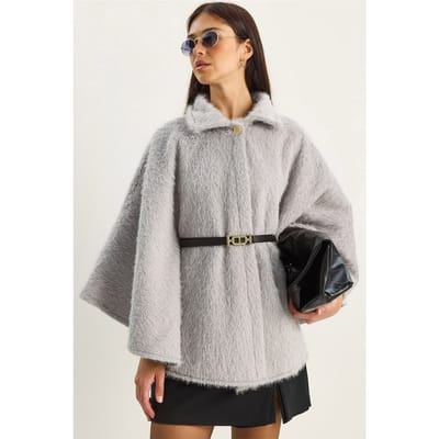 Geweven Overmaat Button-Up Overjas