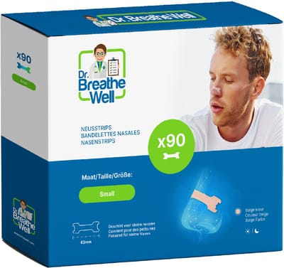 Dr. Breathe Well ™ - 90 Neuspleisters - Maat 43mm small - Anti Snurk Pleisters - 90 Neusstrips - Sterke kleefstof - Anti Snurk Producten - Eenvoudig te verwijderen - Simply the right choice!