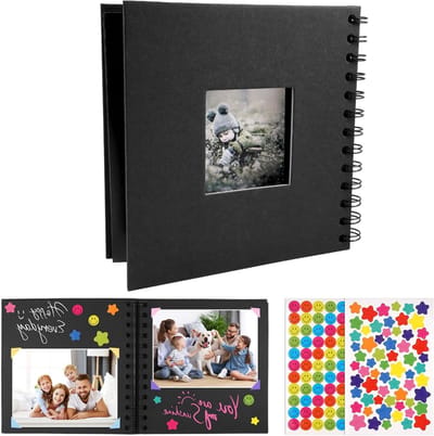 DIY Fotoboek 17x17cm, 40 Pagina's Scrapbook Album met Zwarte Pagina's, Perfect voor Verjaardagen, Trouwen en Reizen