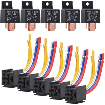 5pcs 12V 80A 5-pin relais voor auto en vrachtwagen - zware duty SPDT relais aansluiting - 5 draad automotive