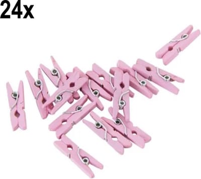 24x Mini Houten Knijpers Roze