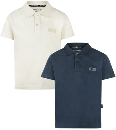 Koko Noko - NOOS-BOYS - Jongens - Biologische katoen - 2 Polo Shirts - Navy - Off white - Maat 92