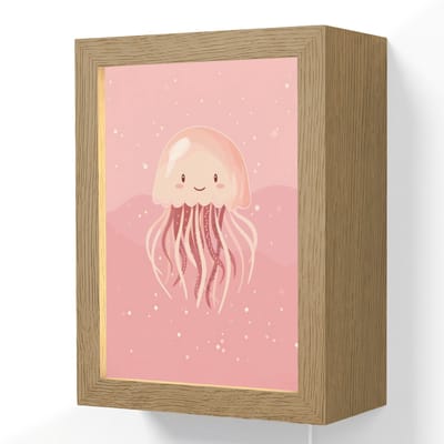 Wandlamp 15x20 cm - Oplaadbaar - Kwal - Zeedieren - Roze - Onderwater - Wandlampen binnen woonkamer - Slaapkamer lamp met kabel - Decoratieve nachtlamp - Vloerlamp snoer