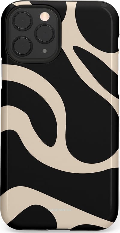 Casetastic hoesje geschikt voor Apple iPhone 11 Pro - Dubbellaagse bescherming - Zwart Zand Organische Golven - Fashion Case - Zwart Zand