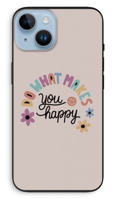 Case Company® - Hoesje geschikt voor iPhone 14 hoesje - Happy days - Biologisch Afbreekbaar Telefoonhoesje - Bescherming alle Kanten en Schermrand