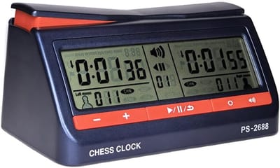 Digitale Schaakklok - Bordspeltimer - Wedstrijd Tellen - 8 Timingregels - 15x8.5x7.3 cm - Donkerblauw
