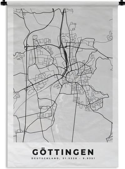 Wandkleed - Wanddoek - Stadskaart - Duitsland - Plattegrond - Göttingen - Kaart - 120x180 cm - Wandtapijt