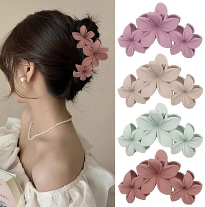 4 stuks Grote Bloem Haarspangen - Anti Slip Heldere Bloem Haarclip voor Vrouwen Meisjes Zomer Strand Boho Kapsel Accessoires