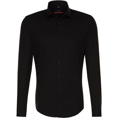 Seidensticker slim fit overhemd - zwart - Strijkvrij - Boordmaat: 37