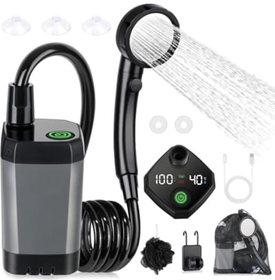 Draagbare Campingdouche met Temperatuurweergave en Pomp - 6000 mAh Outdoor Douche Set