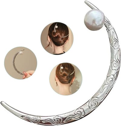 Elegante Houten Haarspeld met Halve Maan Design voor Dames - Haaraccessoire, Haarfork en Barrette voor een Chic Uiterlijk