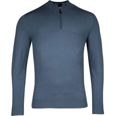 Thomas Maine Trui Uni Color Half Zip Single Knit Storm Sky / male