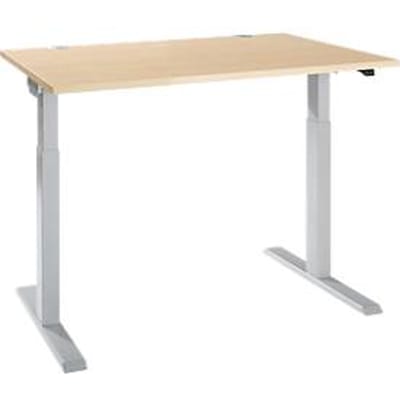 Bureau ERGO-T 2.0 - elektrisch in hoogte verstelbaar - B 1200 x D 800 x H 715-1205 mm - T-voet blank alu - ahorn decor - ons merk Schäfer Shop Select