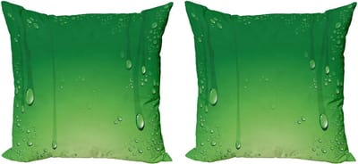 ABAKUHAUS Groene decoratieve kussenhoes, 2-pack, abstracte kunst met waterdruppels, 60x60 cm, appelgroen/varengroen