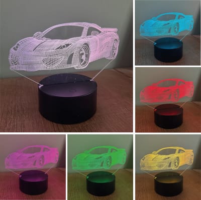 Klarigo® Nachtlamp – Pagani - Sportwagen - Auto - 3D LED Lamp Illusie – 16 Kleuren – Bureaulamp – Nachtlampje Kinderen – Creative lamp - Afstandsbediening