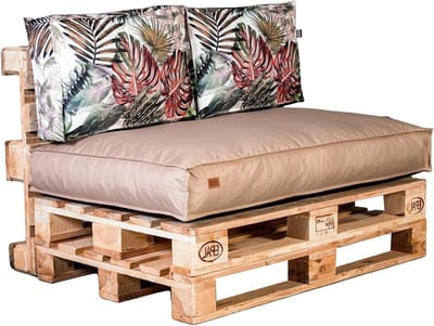 Tuinkussen Set Palletmeubels - Palletkussens Bank Kussens - Buiten Zitten - Waterdicht UV-Beschermend - 120x65x10 cm - Cappuccino Bloemen