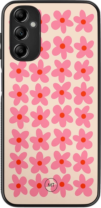 Hoesje geschikt voor Samsung Galaxy A14 5G - Retro Blooms - TPU Hard Case Backcover - Roze - Mooie Telefoonhoesjes