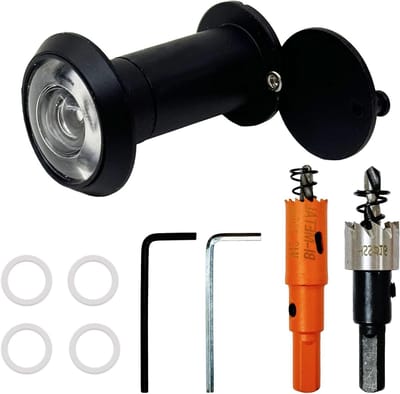 Deurspion 200° Hoek met Privacy Screen van Zinklegering, 16 mm Diameter, Verstelbare Kat-Oog Deurspion voor 35-60 mm Deuren, Ideaal voor Veiligheid en Privacy