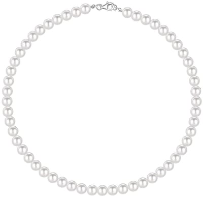 Parelketting voor mannen, 6 mm, 40 cm kralenchoker, sieraden voor choker, witte parelketting