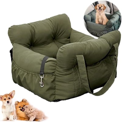 Autostoel Huisdieren - Reisstoel Hond - Veilig Reizen - Met Veiligheidsriem - 38 x 38 x 38 cm - Grijs