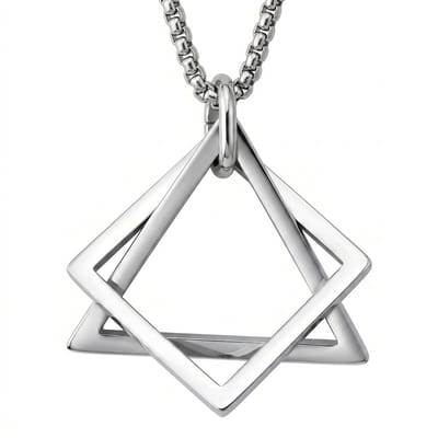 Zilverkleurige ketting met geometrische driehoek-hanger – moderne ketting voor heren – minimalistisch design