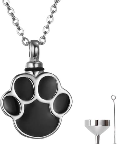 Luxe Ashanger - met Ketting (55 cm) - Voor As of Haren - Voor Honden - Assieraad - As Ketting - Gedenksieraad - Urn - As hanger - Incl. As vuller en Opbergzakje - Cute Paw