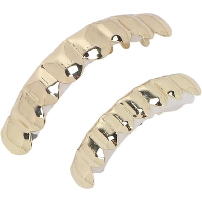 Hip Hop Tanden Set Legering Gouden Nep Tanden Decoratie Beugel voor Halloween Festival Feest beige