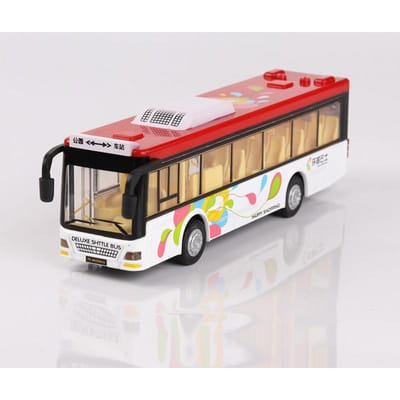 1/36 Enkele Bus Model Auto Speelgoed Metaal Die-Cast Geluid Licht Pull Back 3 Deuren Geopend Autobus Modellen Ornament Speelgoed Cadeaus Voor Kinderen