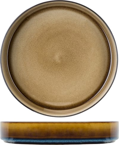 Cosy en Trendy Quintana Diep Bord Amber & Blauw van Porselein - Kleurenverloop