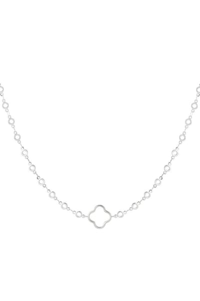 Ketting cirkels met klaver - zilver kleur - Stainless Steel - necklace - ketting - zilver - cadeau - RVS - roestvrij staal