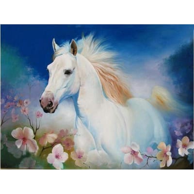 Diamant schilderij Vuurpaard volledige ronde strass foto's kruissteek 20X30CM gray