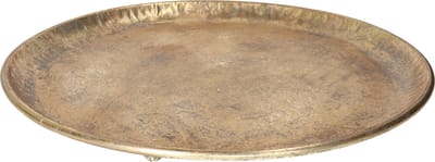 HBX Natural Living Kaarsenbord/decoratie dienblad - goud - metaal - D43 x H4 cm - rond - tafeldecoratie schaal