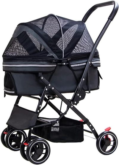Huisdierbuggy - Reiswagen - Buitenactiviteiten - Opvouwbaar en lichtgewicht - Tot 25 kg - Donkergrijs