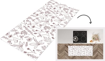 Keukenloper - Loper keuken - Planten - Patroon - Bloemen - 120x50 cm - Keukenloper vinyl