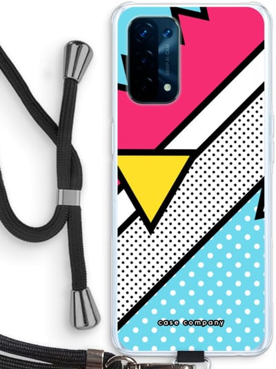 Case Company® - Hoesje met koord geschikt voor Oppo A74 5G hoesje met Koord - Pop Art #3 - Telefoonhoesje met Zwart Koord - Bescherming aan alle Kanten en Over de Schermrand